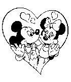 Disegno da colorare topolino e topolina in cuore