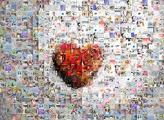 cuore con ritagli di giornali